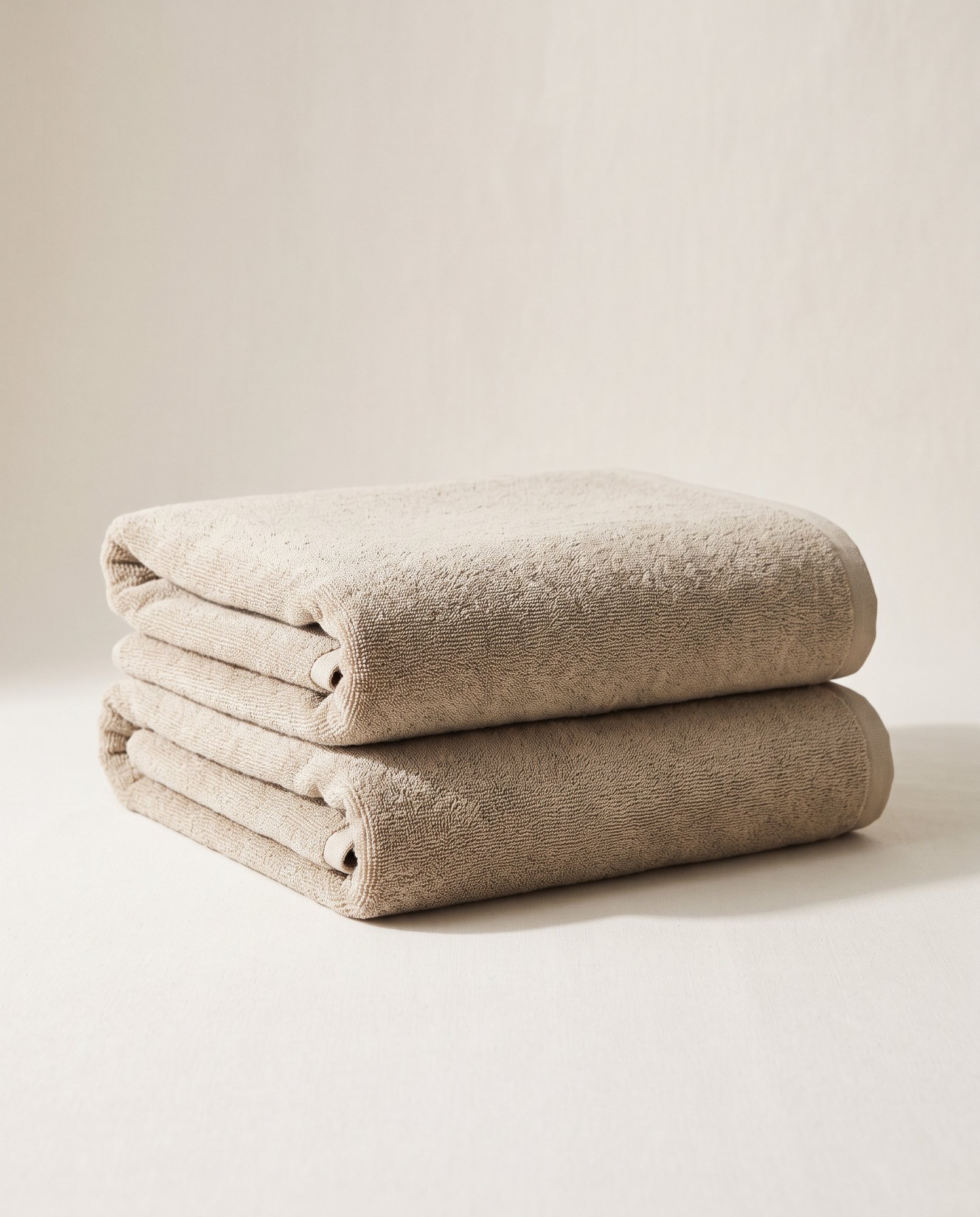 Folded bath sheets in a neutral tone